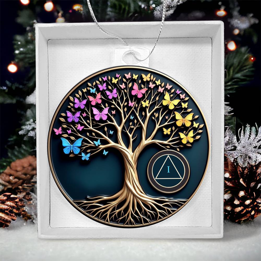 Tree of Life Sobriety Ornament with Customizable AA Symbol