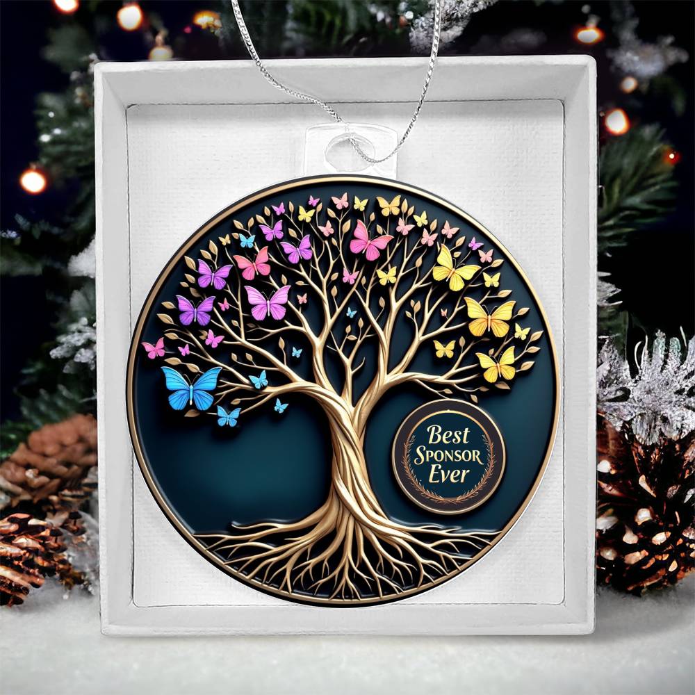 Best Sponsor Ever Ornament | Symbolic Tree of Transformation | Recovery Gift for Sponsor