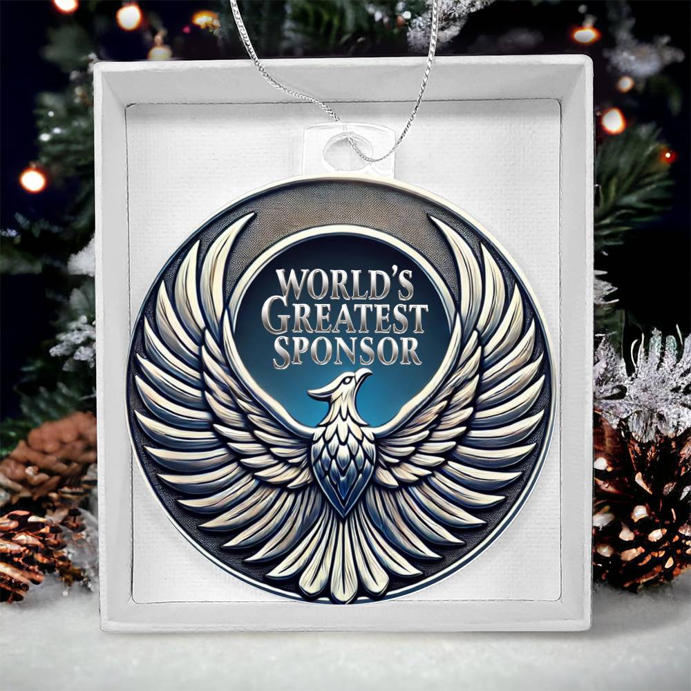 World's Greatest Sponsor Ornament | Phoenix Symbol of Strength | Recovery Gift for Sponsor