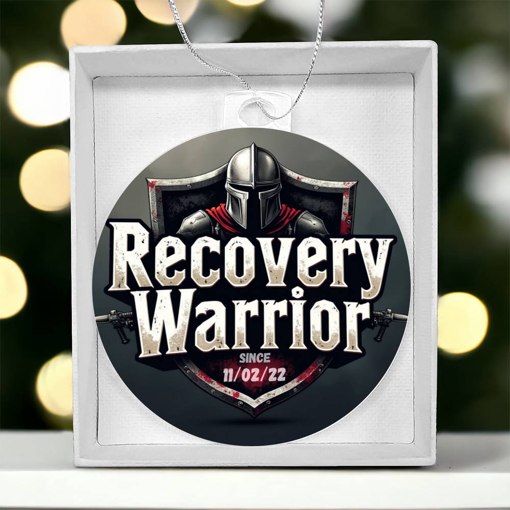 Custom Recovery Warrior Ornament: Personalize With Sobriety Date