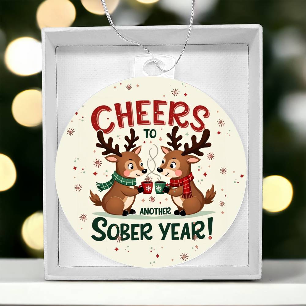 Cheers to Another Sober Year Ornament – Celebrate Sobriety Milestones