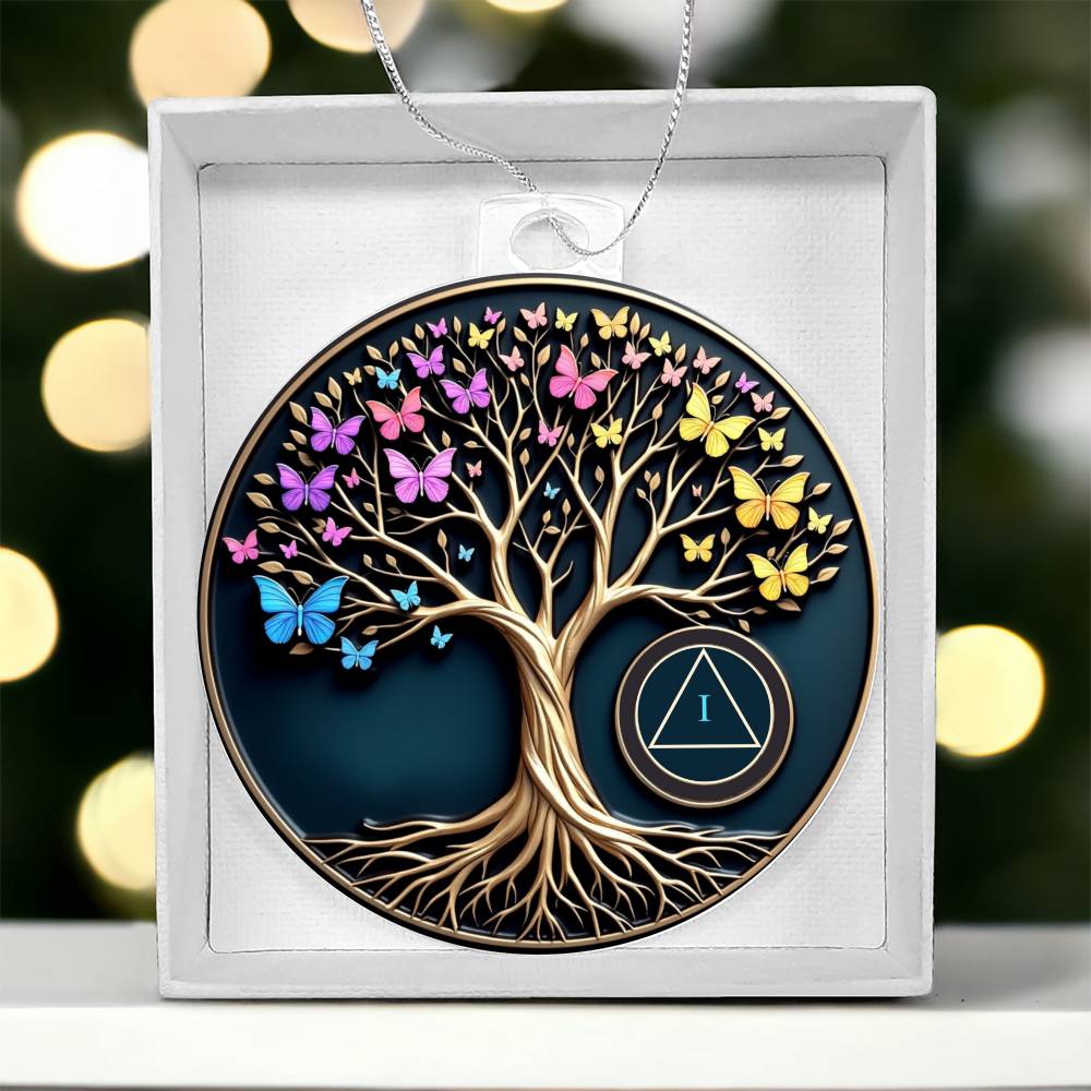 Tree of Life Sobriety Ornament with Customizable AA Symbol