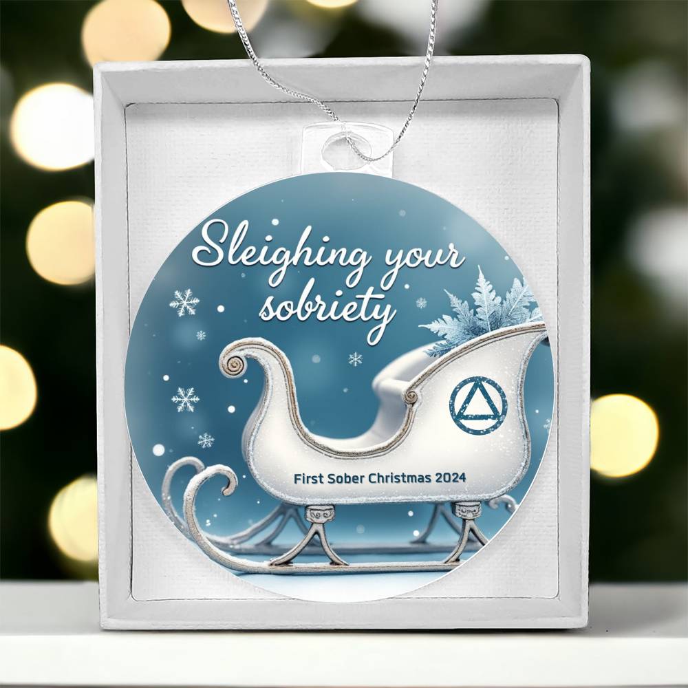 Sleighing Your Sobriety Ornament