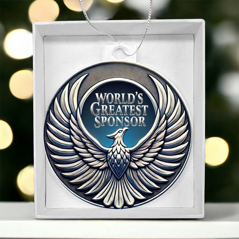 World's Greatest Sponsor Ornament | Phoenix Symbol of Strength | Recovery Gift for Sponsor