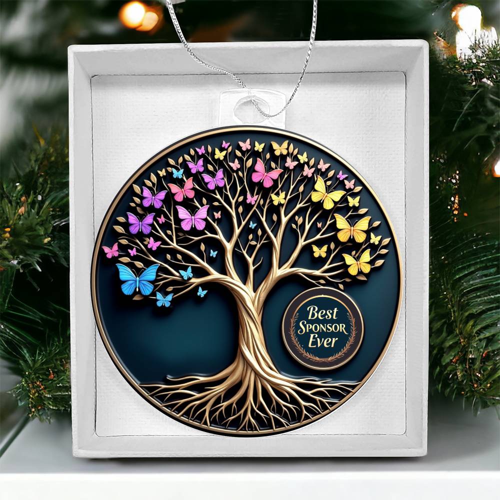 Best Sponsor Ever Ornament | Symbolic Tree of Transformation | Recovery Gift for Sponsor