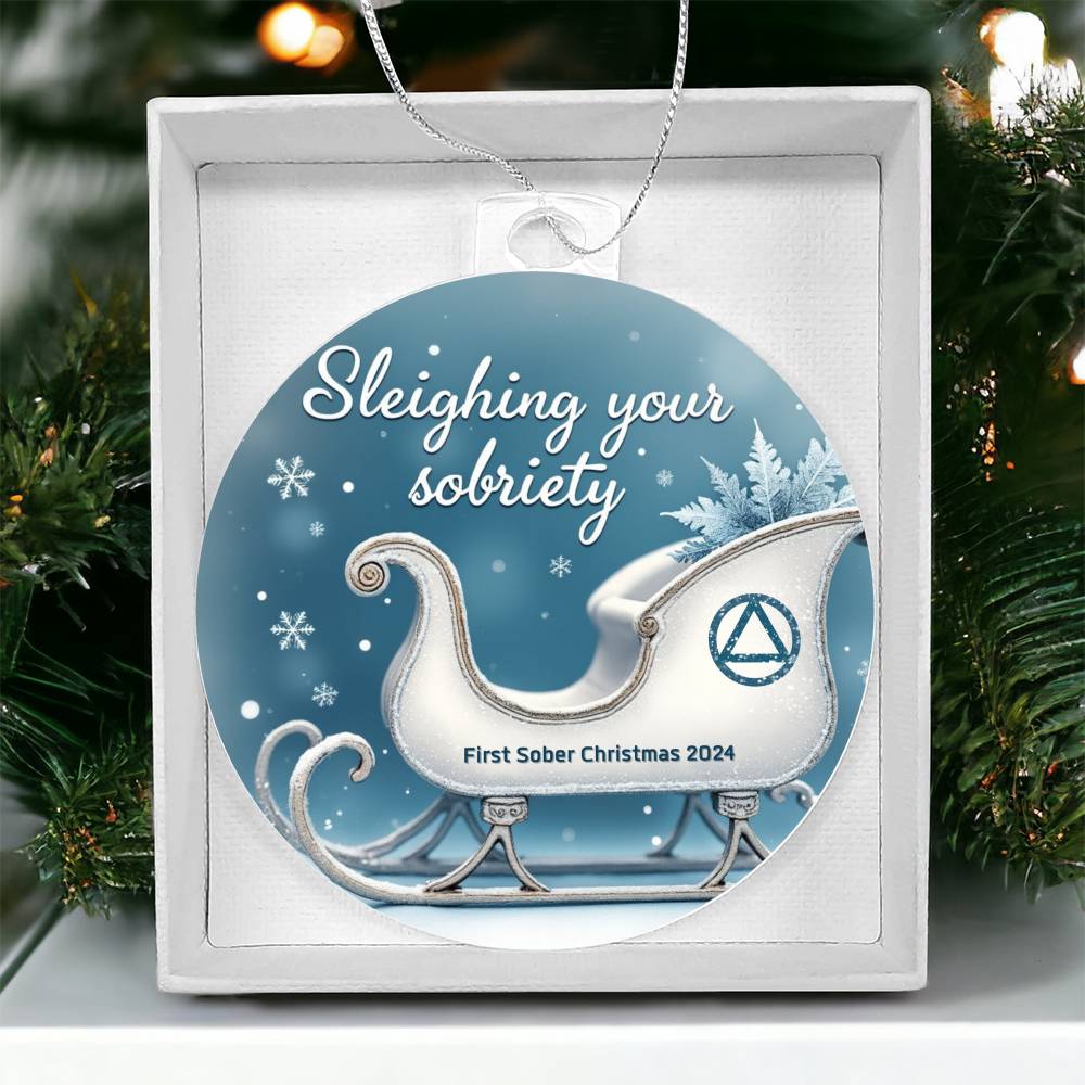 Sleighing Your Sobriety Ornament