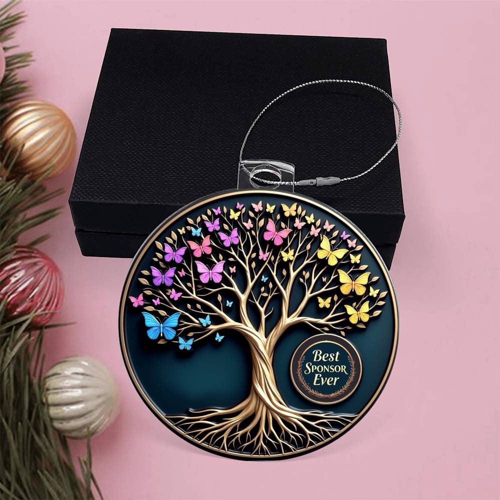 Best Sponsor Ever Ornament | Symbolic Tree of Transformation | Recovery Gift for Sponsor