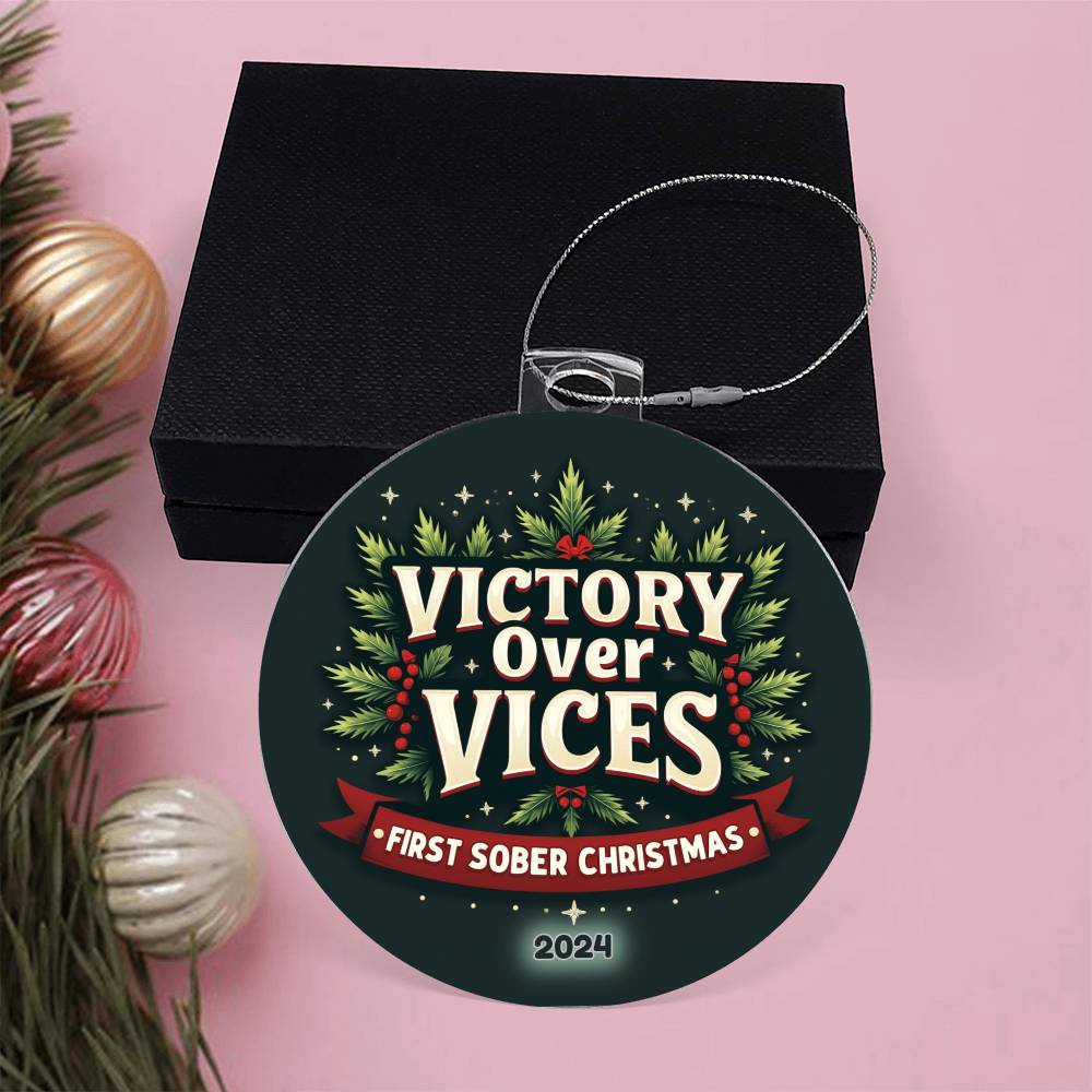 Victory Over Vices – First Sober Christmas 2024 Ornament