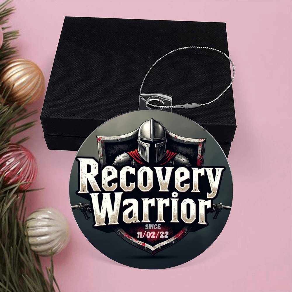 Custom Recovery Warrior Ornament: Personalize With Sobriety Date