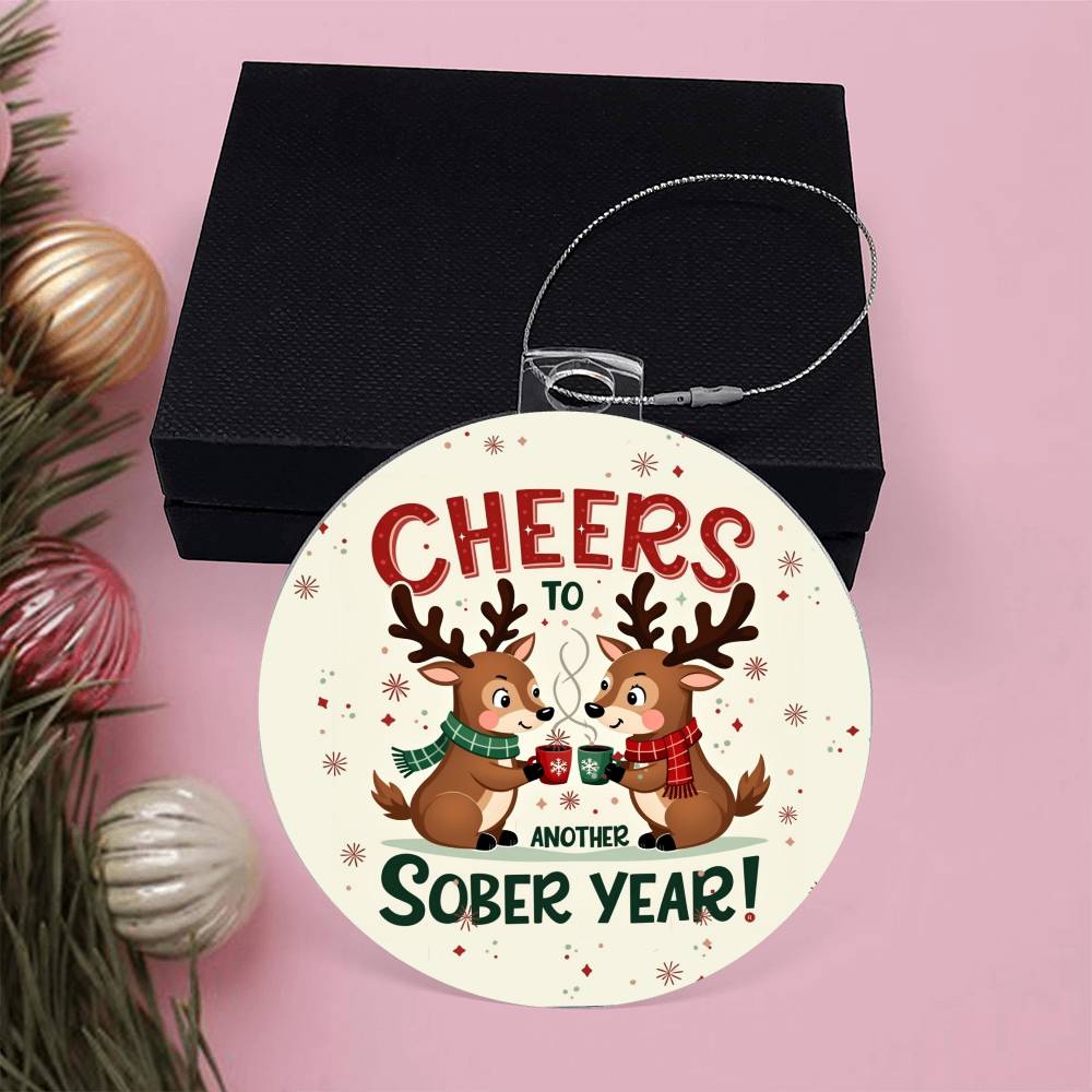 Cheers to Another Sober Year Ornament – Celebrate Sobriety Milestones