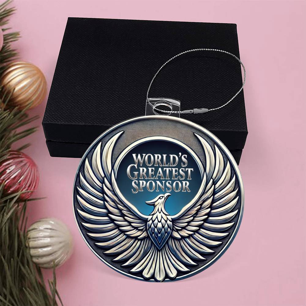 World's Greatest Sponsor Ornament | Phoenix Symbol of Strength | Recovery Gift for Sponsor