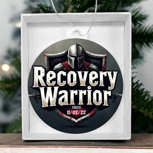 Custom Recovery Warrior Ornament: Personalize With Sobriety Date