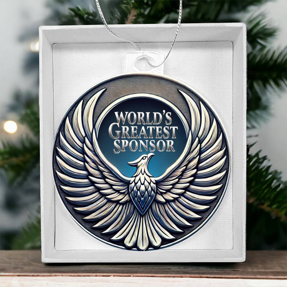 World's Greatest Sponsor Ornament | Phoenix Symbol of Strength | Recovery Gift for Sponsor