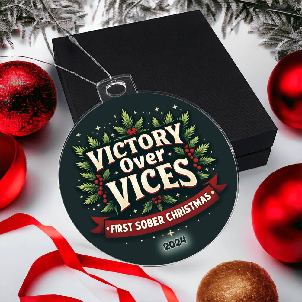 Victory Over Vices – First Sober Christmas 2024 Ornament