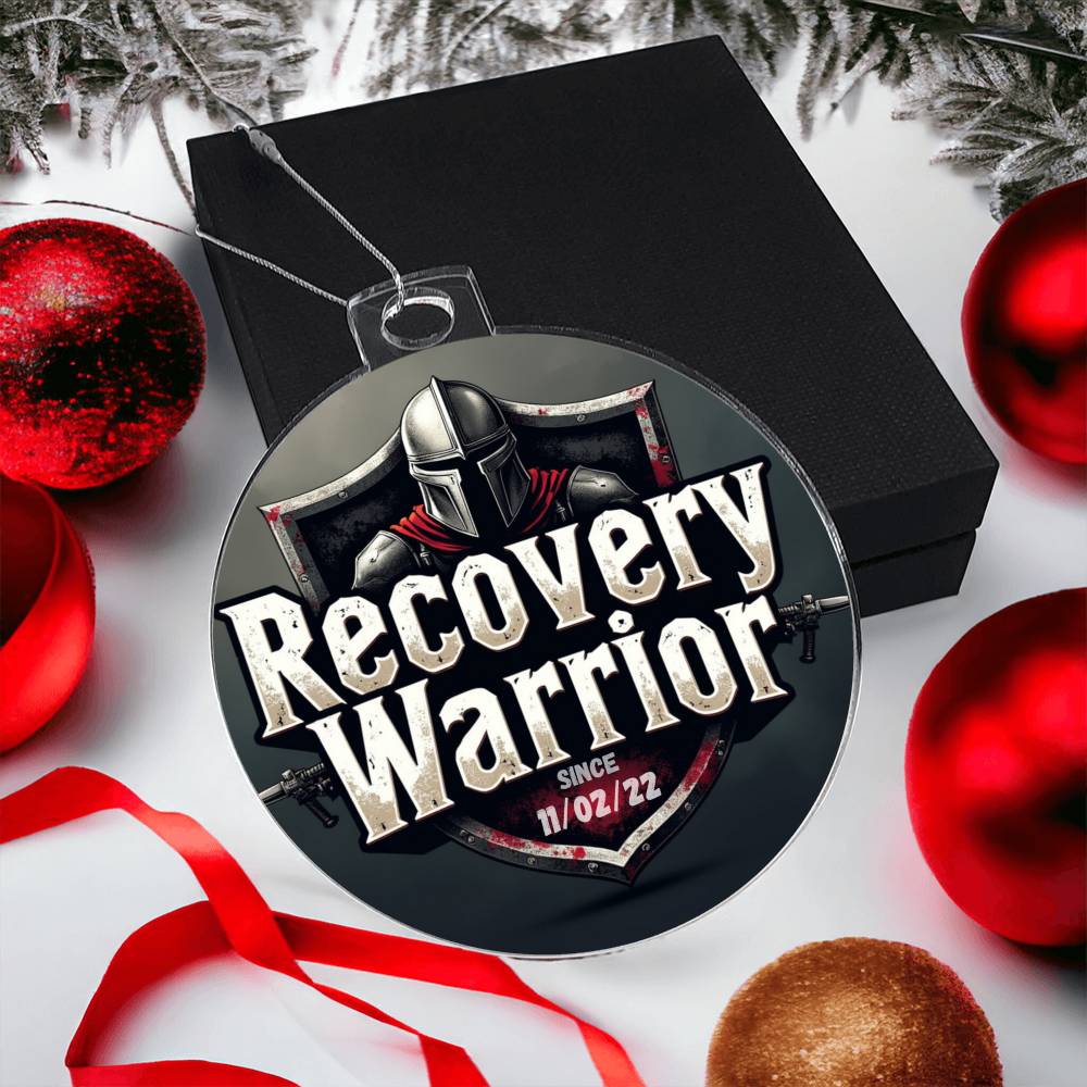 Custom Recovery Warrior Ornament: Personalize With Sobriety Date