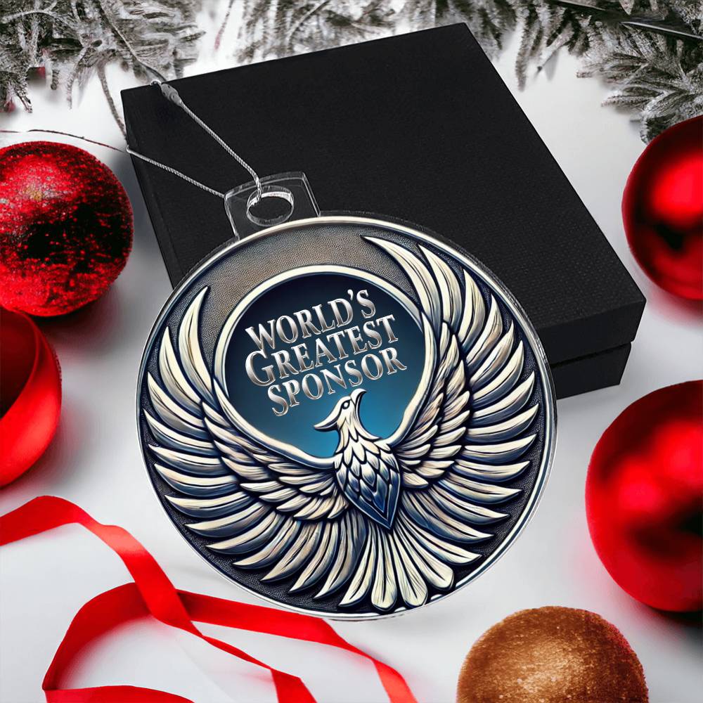 World's Greatest Sponsor Ornament | Phoenix Symbol of Strength | Recovery Gift for Sponsor