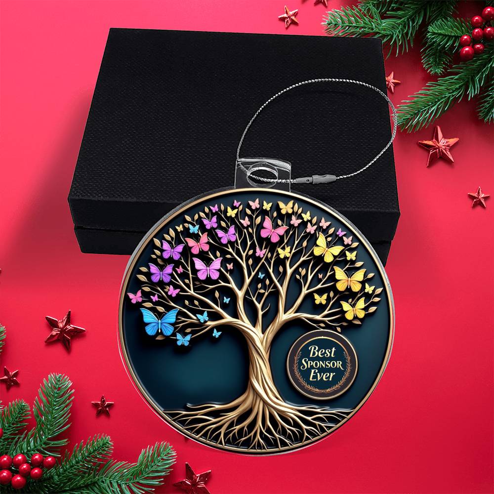 Best Sponsor Ever Ornament | Symbolic Tree of Transformation | Recovery Gift for Sponsor