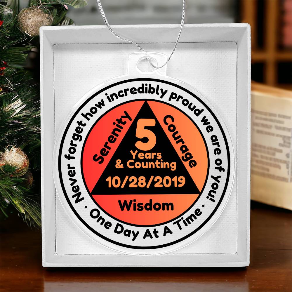 Custom Sobriety Date Ornament ~ One Day At A Time ~ Sober Birthday Gift