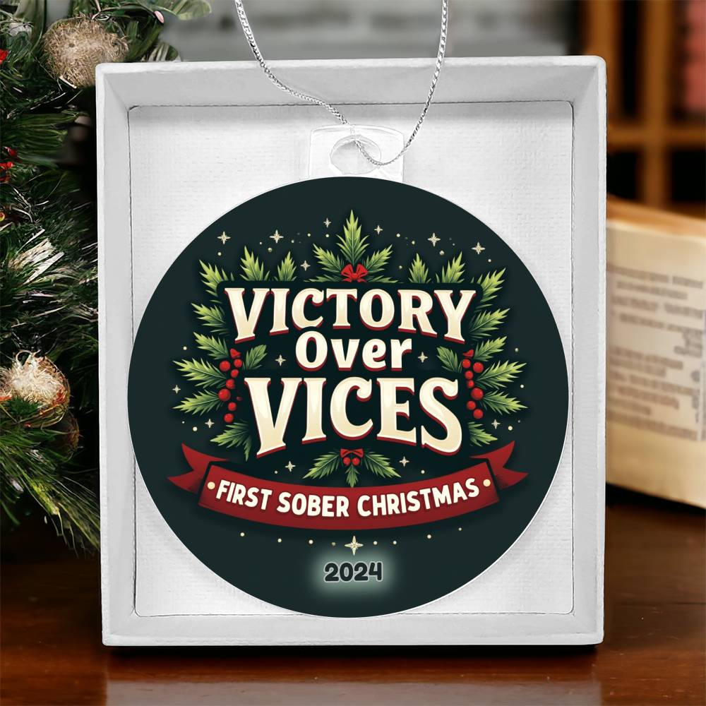 Victory Over Vices – First Sober Christmas 2024 Ornament