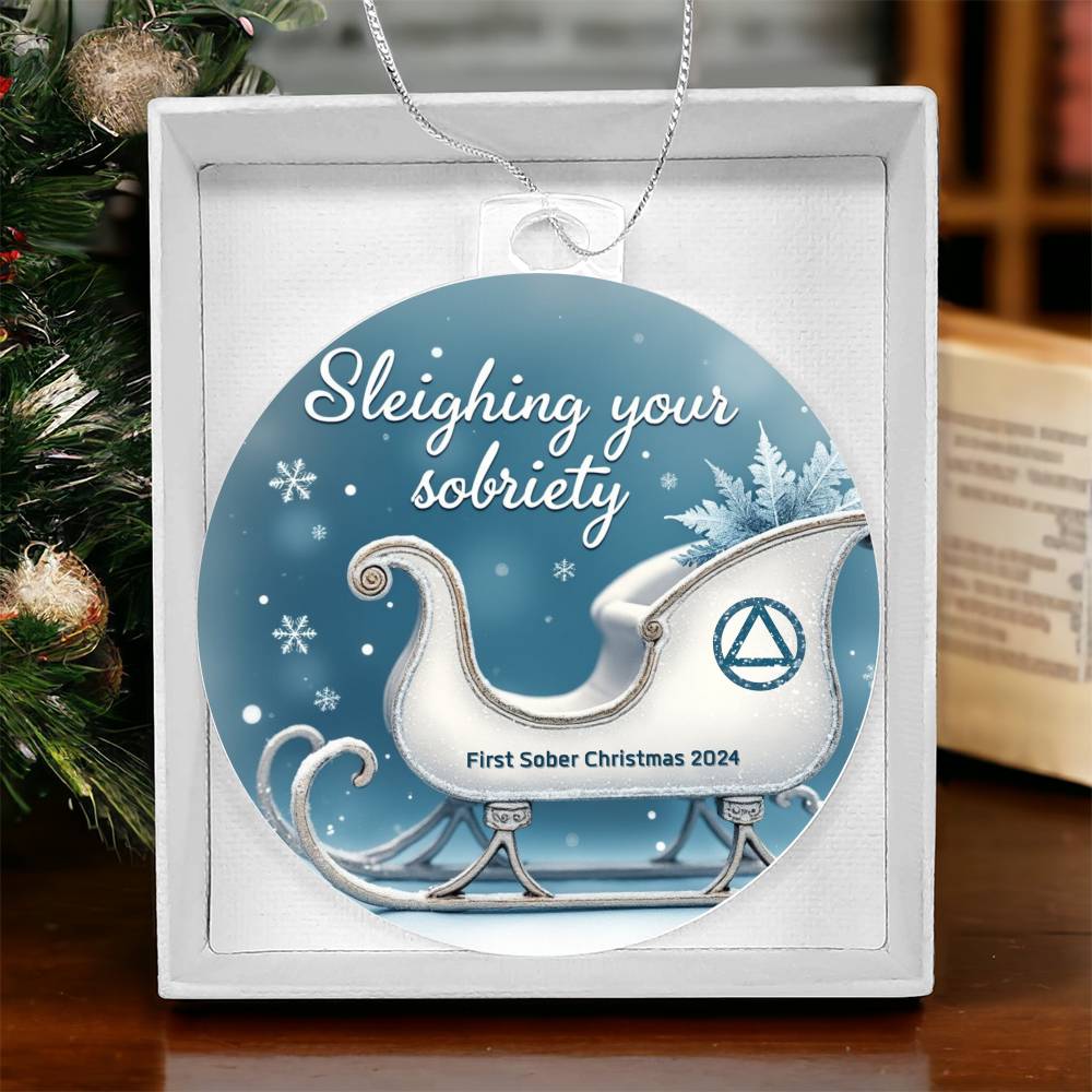 Sleighing Your Sobriety Ornament