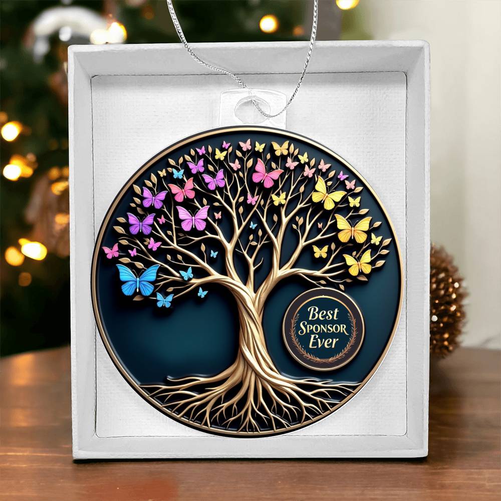 Best Sponsor Ever Ornament | Symbolic Tree of Transformation | Recovery Gift for Sponsor