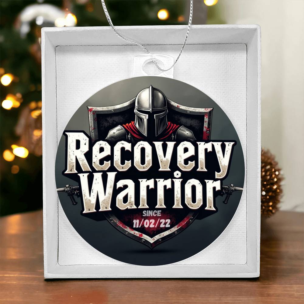 Custom Recovery Warrior Ornament: Personalize With Sobriety Date