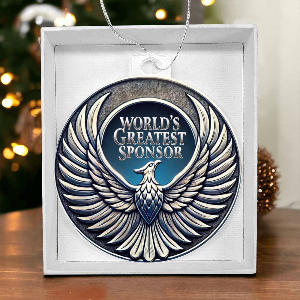 World's Greatest Sponsor Ornament | Phoenix Symbol of Strength | Recovery Gift for Sponsor