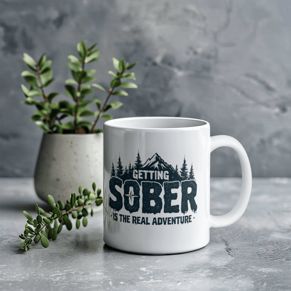 Getting Sober is the Real Adventure Sobriety Mug