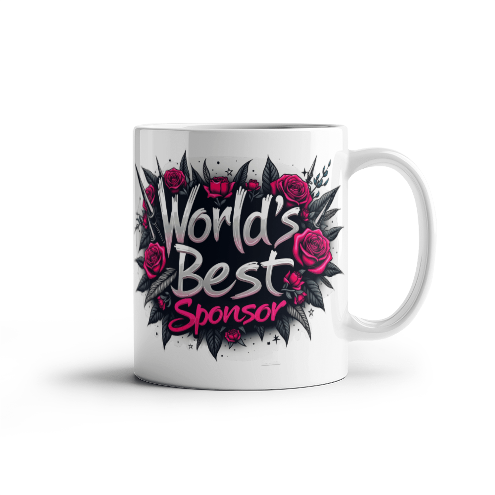 Personalized World's Best Sponsor Mug | Edgy Floral Design | Thank You Gift for Sobriety Sponsor | Custom Ceramic Coffee Cup