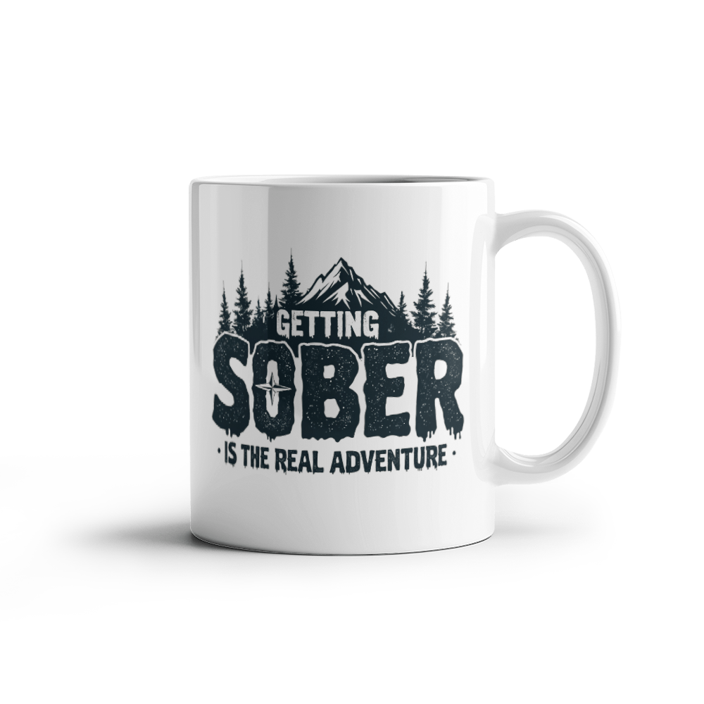 Getting Sober is the Real Adventure Sobriety Mug