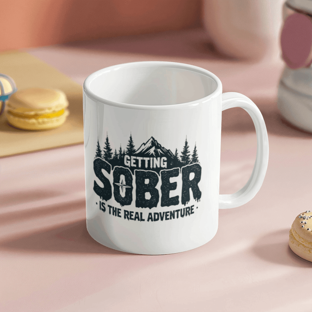 Getting Sober is the Real Adventure Sobriety Mug