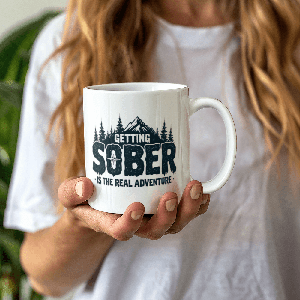 Getting Sober is the Real Adventure Sobriety Mug