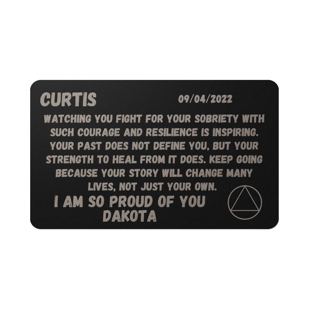 Engraved Metal Wallet Card with custom sobriety date  - Gift for someone in recovery  - Unique sober birthday