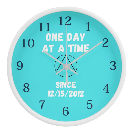 One Day At A Time Wall Clock With Customizable Sobriety Date