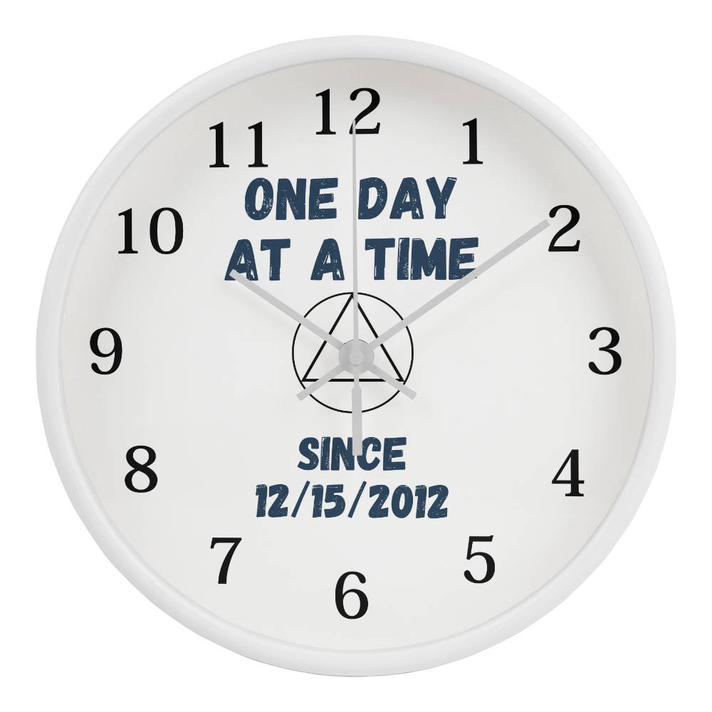 One day at a time wall clock - customize with sobriety date