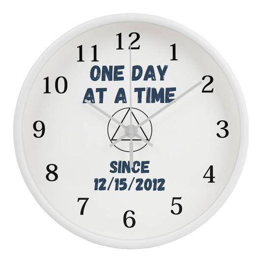 One day at a time wall clock - customize with sobriety date