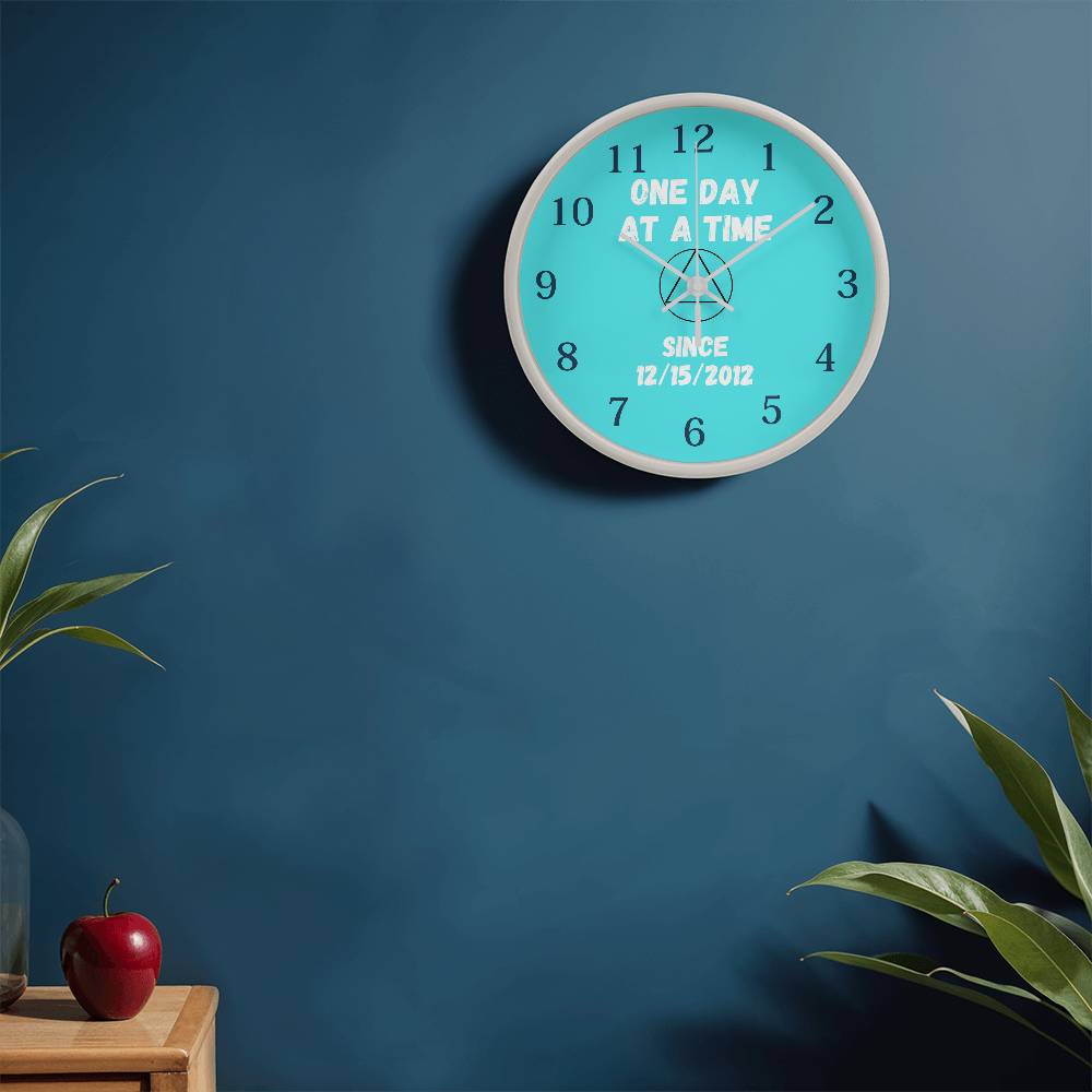 One Day At A Time Wall Clock With Customizable Sobriety Date