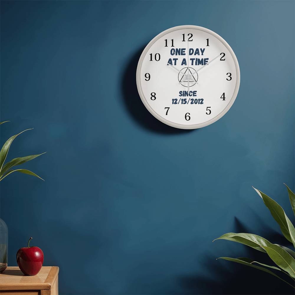 One day at a time wall clock - customize with sobriety date