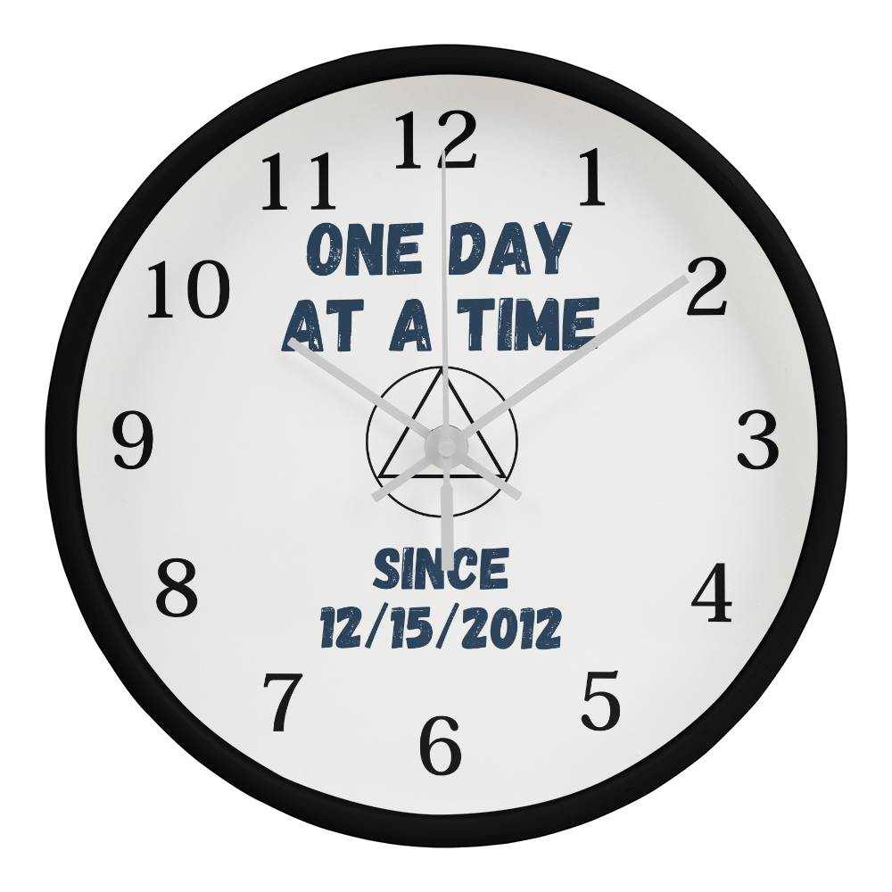 One day at a time wall clock - customize with sobriety date