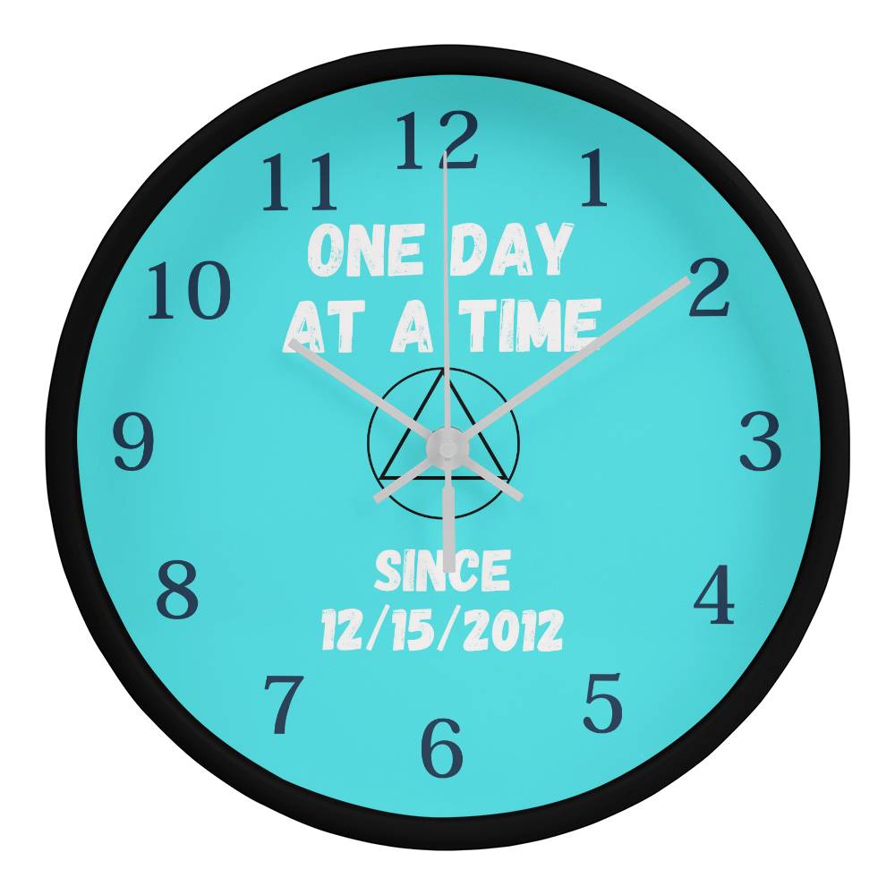 One Day At A Time Wall Clock With Customizable Sobriety Date