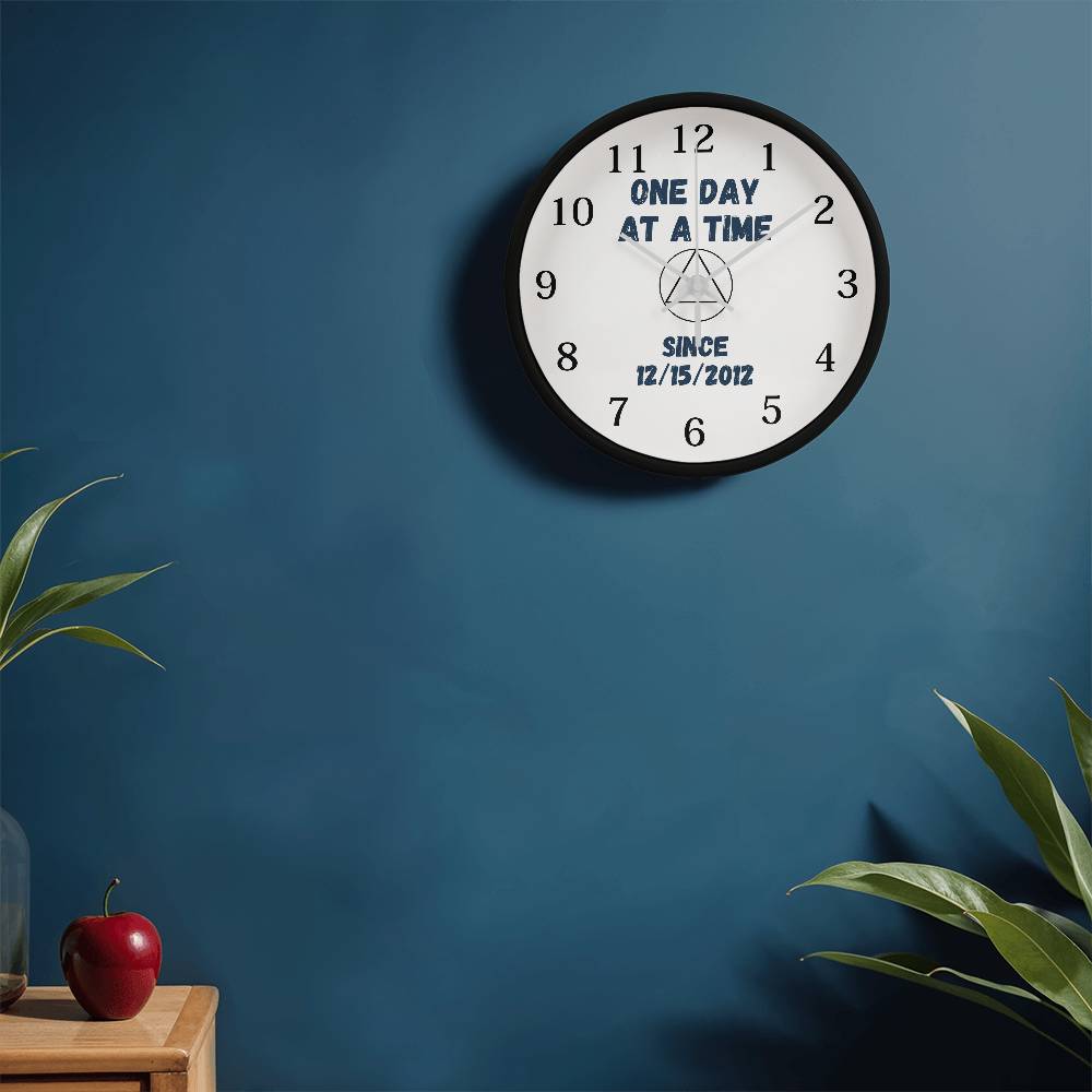 One day at a time wall clock - customize with sobriety date