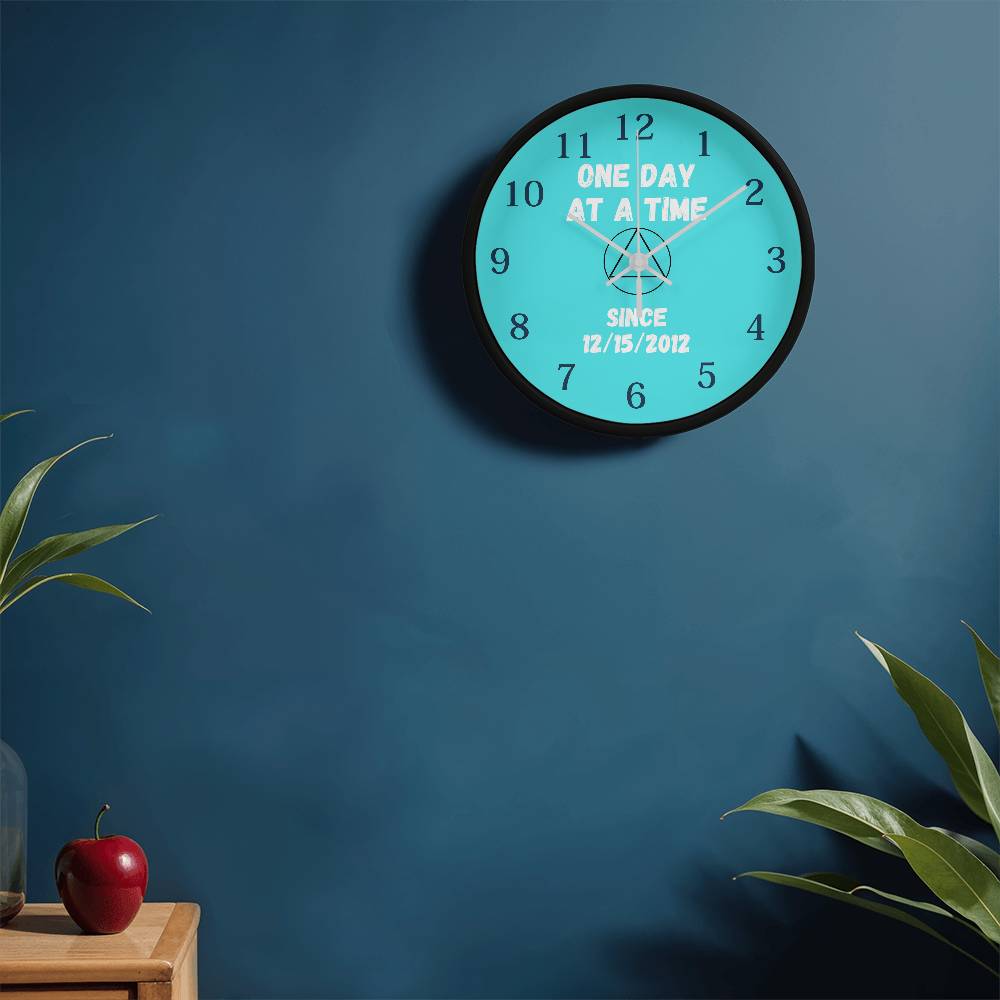 One Day At A Time Wall Clock With Customizable Sobriety Date