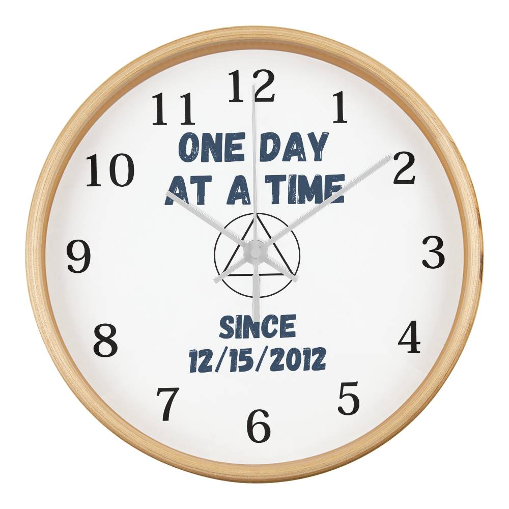 One day at a time wall clock - customize with sobriety date