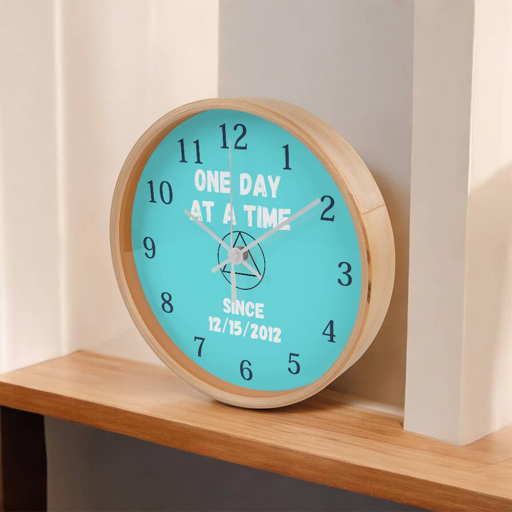 One Day At A Time Wall Clock With Customizable Sobriety Date