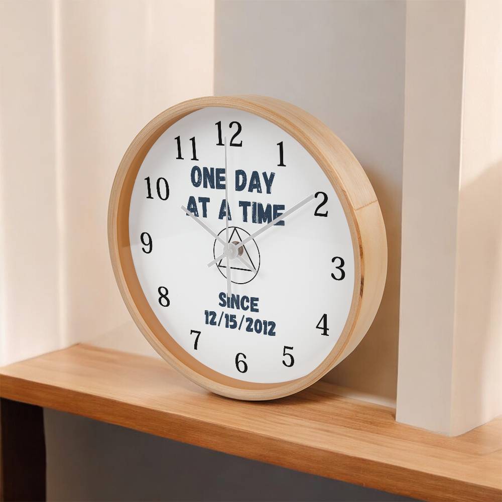 One day at a time wall clock - customize with sobriety date