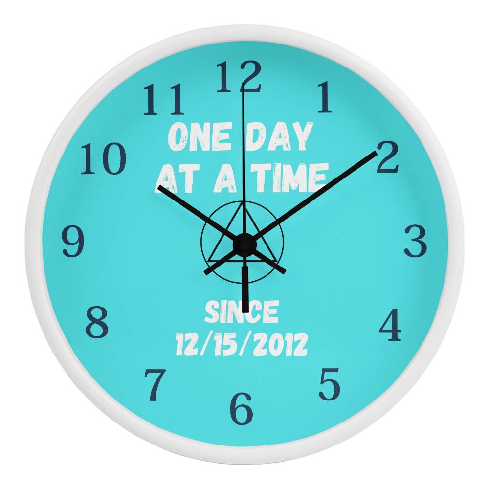 One Day At A Time Wall Clock With Customizable Sobriety Date