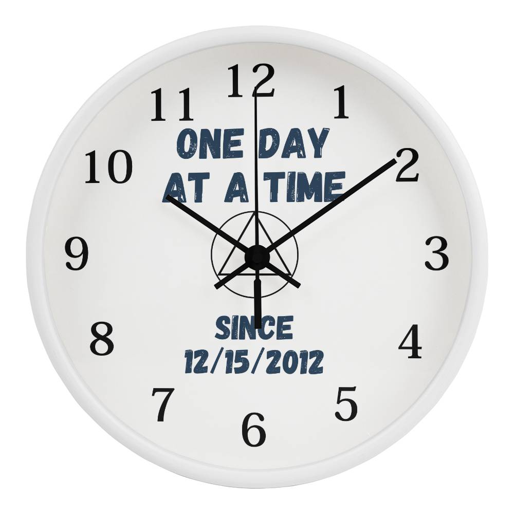 One day at a time wall clock - customize with sobriety date