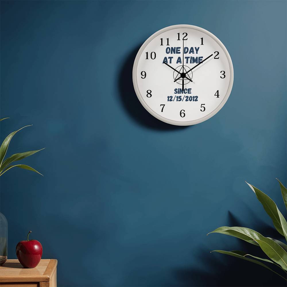 One day at a time wall clock - customize with sobriety date