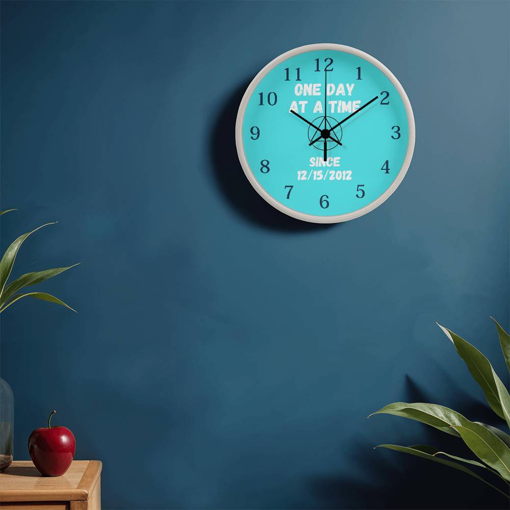 One Day At A Time Wall Clock With Customizable Sobriety Date