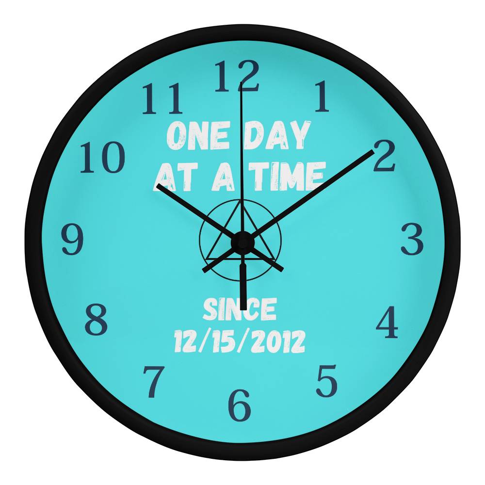 One Day At A Time Wall Clock With Customizable Sobriety Date